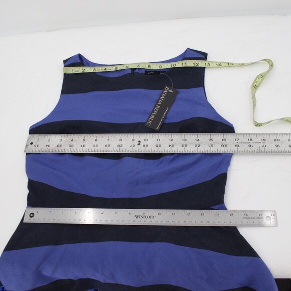 NWT Banana Republic Blouse womens 4 Striped Peplum Top Shimmer Sleeveless blue - Picture 9 of 9